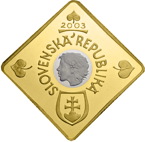 2003 Slovakija Valstybės 10-čio Jubiliejus 10 000 Korunų auksinė/paladžio moneta (2)