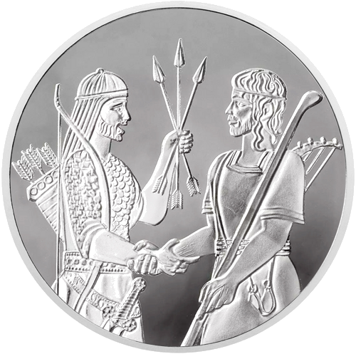 1 oz Dāvida un Jonatana 2024 Izraēlas sudraba monēta (1)