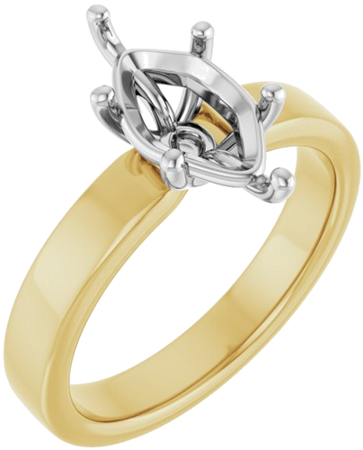 Sužadėtuvių Žiedas „Solitaire“ 14k yellow/white gold Marquise 12mm x 6mm (1)