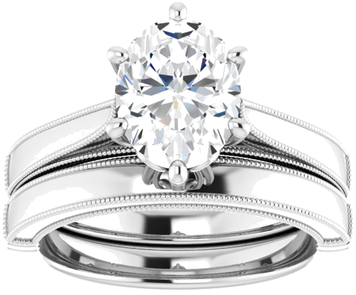 14K White  9x7 mm Oval Solitaire Engagement Ring Mounting (8)