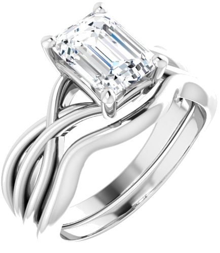 Sužadėtuvių Žiedas „Solitaire“ 585 Baltojo Aukso Emerald 8mm x 6mm (6)