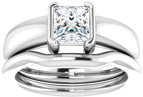 14K White 5.5 x 5.5 mm Square Half Bezel Solitaire Engagement Ring Mounting (8)
