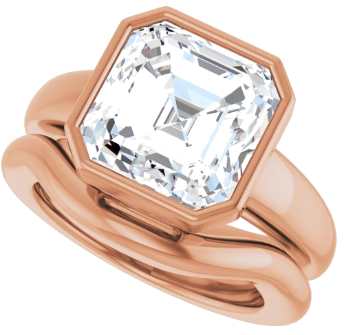 Sužadėtuvių Žiedas „Bezel-Set Solitaire“ 14k rose gold Asscher 10mm (10)