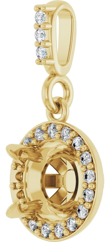 Pakabukas „Halo-Style“ 14k yellow gold Round 5.5mm (2)