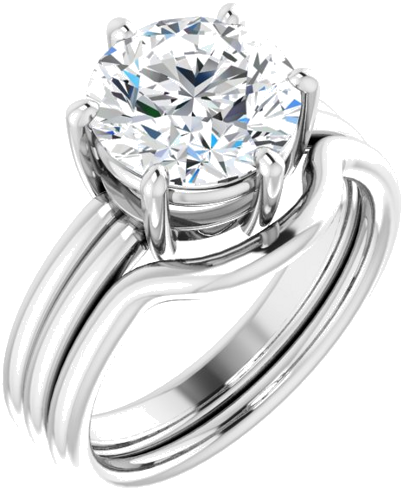 Sužadėtuvių Žiedas „Solitaire“ 18k white gold Round 9mm (6)