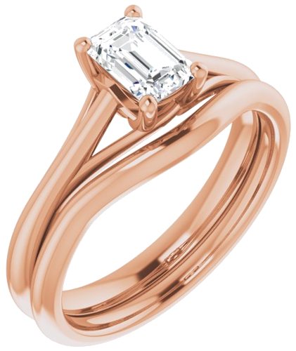 Sužadėtuvių Žiedas „Solitaire“ 14k rose gold Emerald 6mm x 4mm (6)