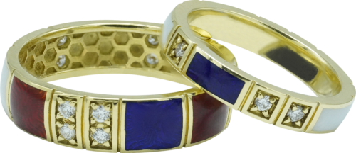 Rings with Limoges ceramic and diamonds (1)
