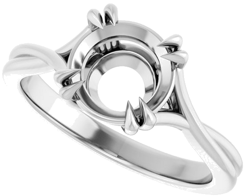 14K White 8 mm Round Solitaire Engagement Ring Mounting (5)