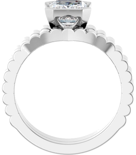 Sužadėtuvių Žiedas „Half-Bezel Solitaire“ 14k white gold Emerald 8mm x 6mm (7)