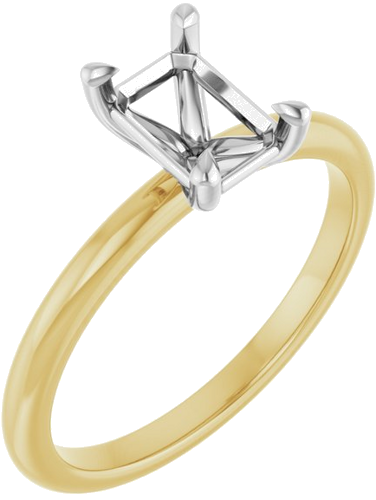 14K Yellow White 7x5 mm Emerald Solitaire Engagement Ring Mounting (1)