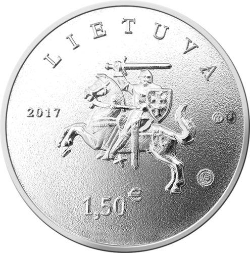 2017 Žemaitukas ir lietuvių skalikas 1.50 euro moneta (2)