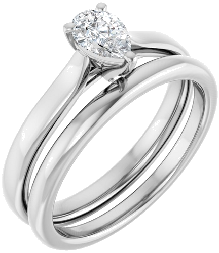 10K White 6x4 mm Pear Engagement Ring Mounting (6)