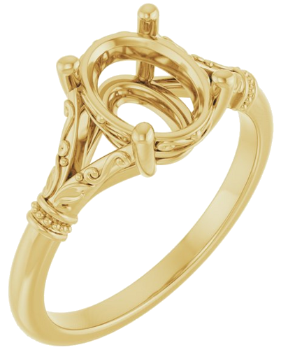 Sužadėtuvių Žiedas „Sculptural“ 14k yellow gold Oval 9mm x 7mm (1)