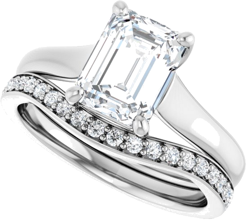 14K White 8x6 mm Emerald Solitaire Engagement Ring Mounting (10)