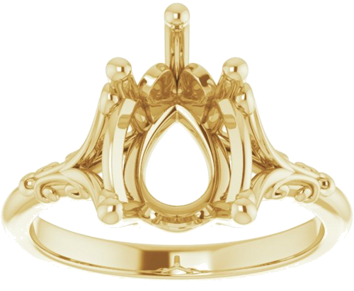 Sužadėtuvių Žiedas „Solitaire“ 14k yellow gold Pear 12mm x 8mm (3)