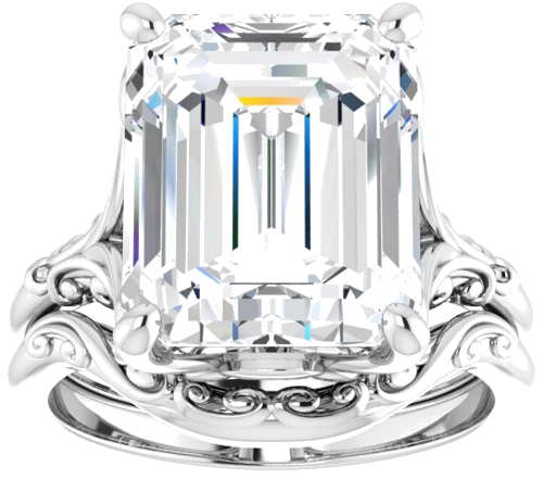 Sužadėtuvių Žiedas „Solitaire“ 14k white gold Emerald 12mm x 10mm (8)