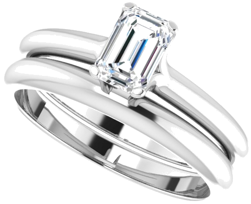 14K White 6x4 mm Emerald Solitaire Engagement Ring Mounting (10)