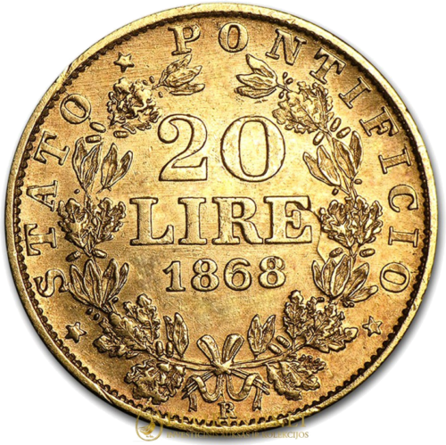 20 Lira gold coin Pius IX (1866-1870), Vatican (2)