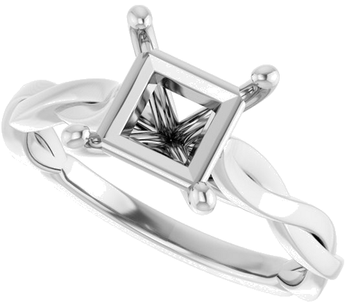 Sužadėtuvių Žiedas „Infinity-Inspired“ 14k white gold Square 6.5mm (5)