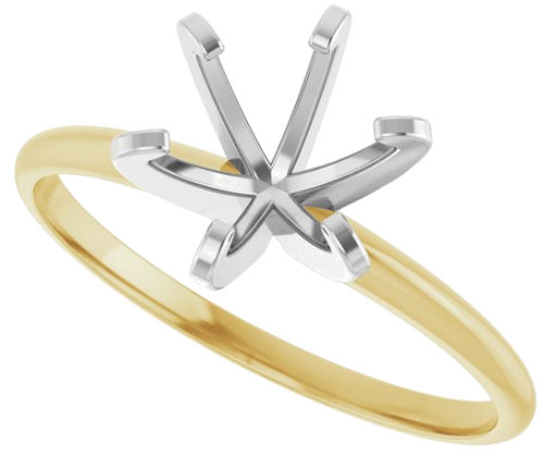 14K Yellow White 7.3-7.7 mm Round 6-Prong Solitaire Engagement Ring Mounting (5)