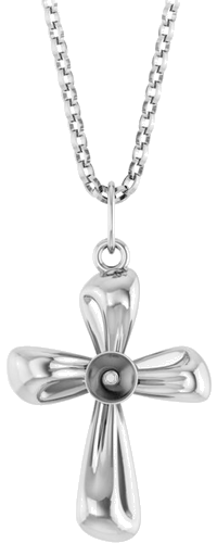 14K White Cross 16-18  Necklace Mounting for 4 mm Pearl (1)