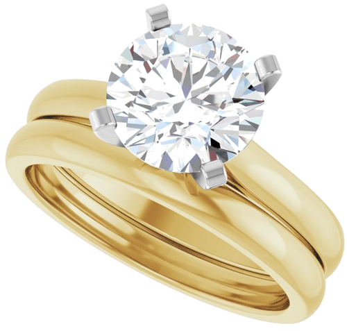 Sužadėtuvių Žiedas „Solitaire“ 585 Baltojo Ir Geltonojo Aukso Round 8.2mm (10)