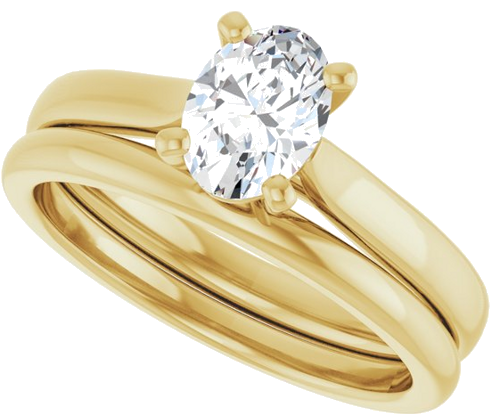 Sužadėtuvių Žiedas „Solitaire“ 585 Geltonojo Aukso Oval 7mm x 5mm (10)