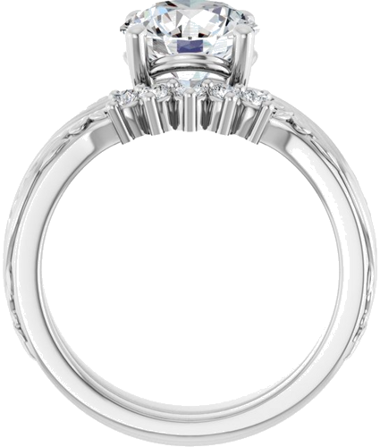 Sužadėtuvių Žiedas „Solitaire Sculptural“ 14k white gold Round 8.2mm (7)