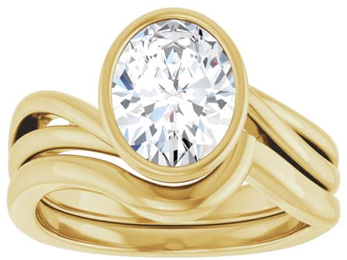 Sužadėtuvių Žiedas „Bezel-Set“ 14k yellow gold Oval 9mm x 7mm (8)