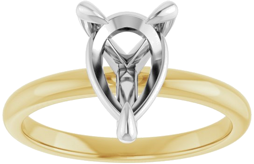 14K Yellow White 10 x 7 mm Pear Engagement Ring Mounting (3)