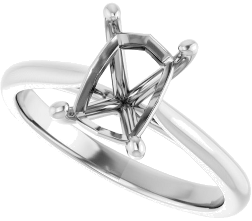 14K White 8x6 mm Emerald Solitaire Engagement Ring Mounting (5)