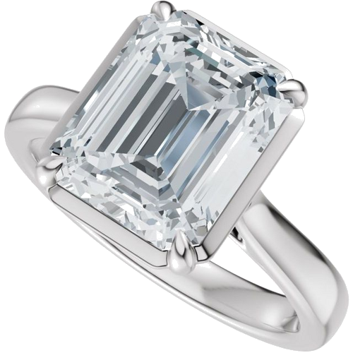 Sužadėtuvių Žiedas „Claw-Prong Solitaire Bezel-Style“ 14k white gold Emerald 10mm x 8mm (5)