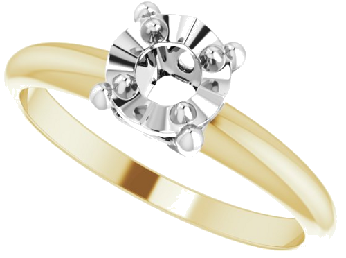 14K Yellow   White 3.7 mm Round 4-Prong Illusion Solitaire Ring Mounting (5)