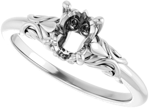 Sužadėtuvių Žiedas „Solitaire“ 585 Baltojo Aukso Oval 7mm x 5mm (5)