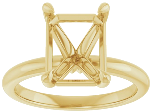 14K Yellow 10x8 mm Emerald Solitaire Engagement Ring Mounting (3)