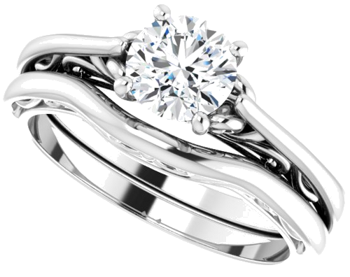 14K White 5.8 mm Round Engagement Ring Mounting (20)