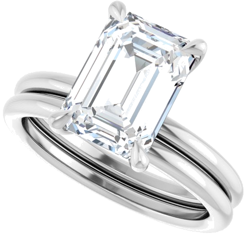 Sužadėtuvių Žiedas „Claw-Prong Solitaire“ 14k white gold Emerald 10mm x 7mm (10)