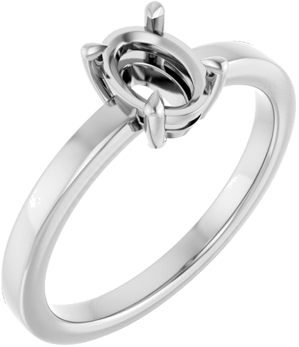 Sužadėtuvių Žiedas „Solitaire“ 585 Baltojo Aukso Oval 7mm x 5mm (1)