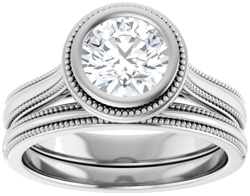 Sužadėtuvių Žiedas „Bezel-Set Solitaire“ 18k white gold Round 6.5mm (8)