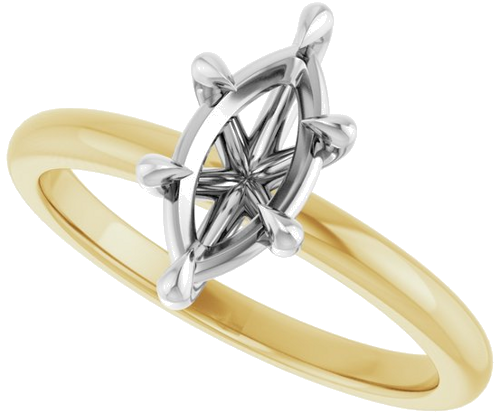 Sužadėtuvių Žiedas „Claw-Prong“ 14k yellow/white gold Marquise 10mm x 5mm (5)