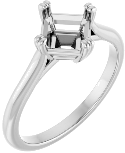 Sužadėtuvių Žiedas „Double Claw-Prong Solitaire“ 14k white gold Asscher 6mm (1)
