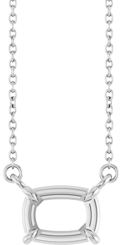 Pakabukas „Claw-Prong Solitaire“ 10k white gold Elongated Cushion 8mm x 6mm (1)