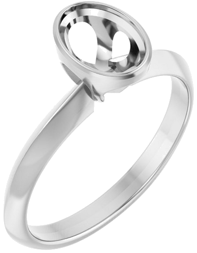 14K White 7 x 5 mm Oval Solitaire Engagement Ring Mounting (1)