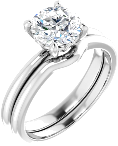 Sužadėtuvių Žiedas „Solitaire“ 585 Baltojo Aukso Round 7mm (6)