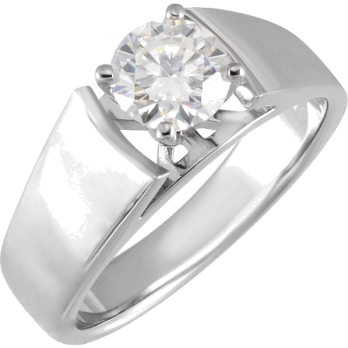 14K White 6 mm Round Engagement Ring Mounting (3)