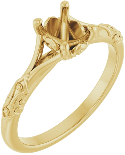 Sužadėtuvių Žiedas „Solitaire Sculptural“ 14k yellow gold Oval 7mm x 5mm (1)