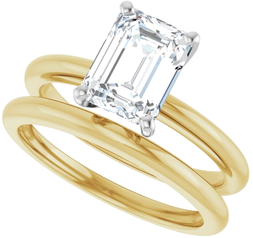 Sužadėtuvių Žiedas 18k yellow gold & platinum Emerald 8mm x 6mm (10)