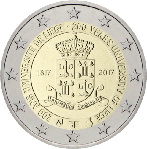 2017 Belgija Lježo universitetui 200 metų 2 eurų BU moneta kortelėje (2)