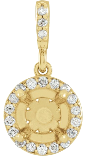 14K Yellow 6 mm Round 1 10 CTW Natural Diamond Semi-Set Pendant (1)