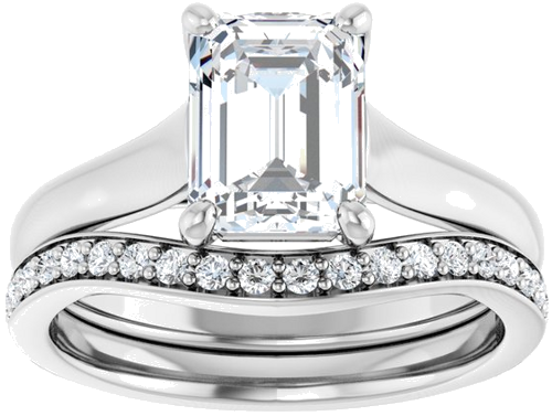 Sužadėtuvių Žiedas „Solitaire“ 585 Baltojo Aukso Emerald 8mm x 6mm (8)